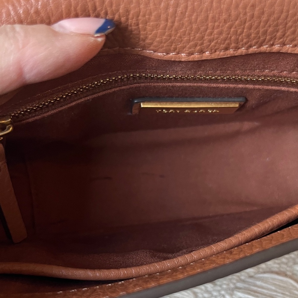 Tory Burch Chelsea Convertible Shoulder Crossbody Tan Brown Leather Bag - Picture 9 of 11